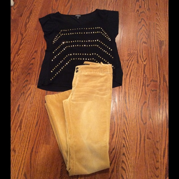 Express camel color velvet boot cut pants SZ 5/6 - Picture 4 of 5