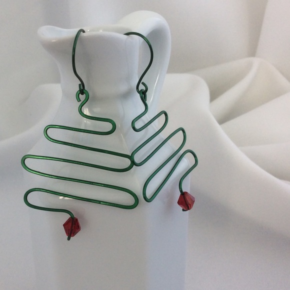 Christmas Tree Earrings - Picture 2 of 3