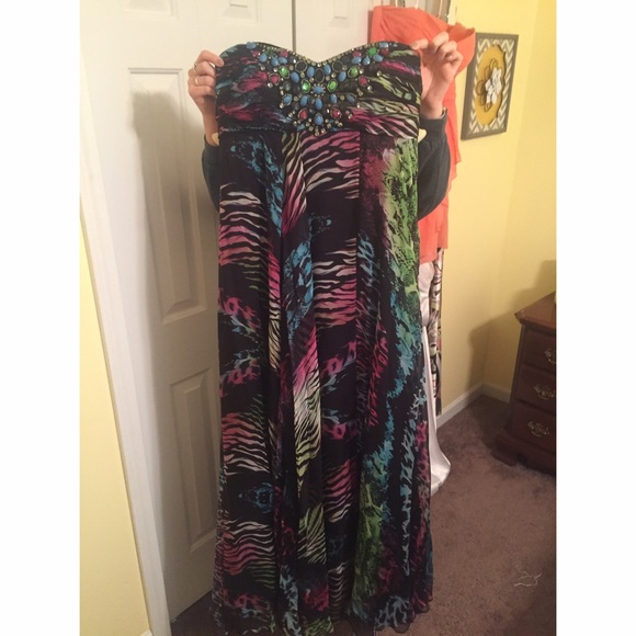 Colorful prom gown, with beading