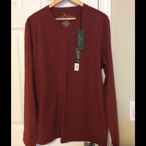 Men's V-neck Long Sleeve Brown Marc Anthony