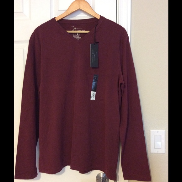 Men's V-neck Long Sleeve Marc Anthony Wine