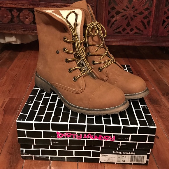 Dirty laundry camel combat boots