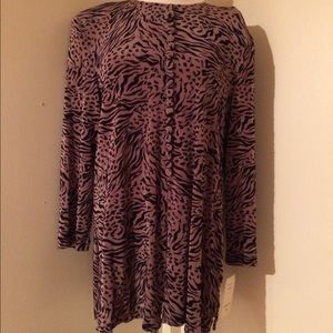 Elegant Tiger Print Top Blouse Tunic
