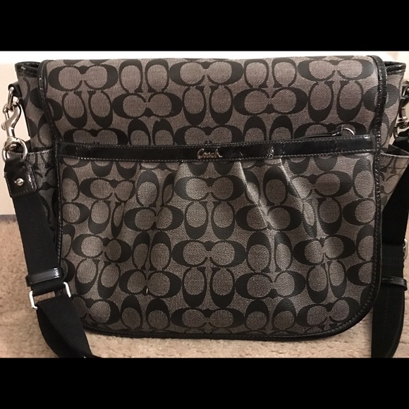 Gently used COACH diaper bag with silver hardware