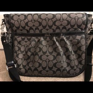 Gently used COACH diaper bag with silver hardware