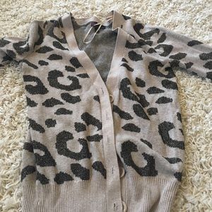 Leopard print shiny cardigan