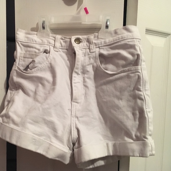 High wasted white jean shorts