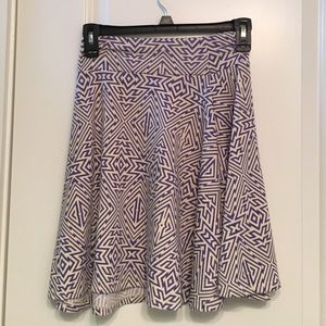 Purple and white patterned skirt