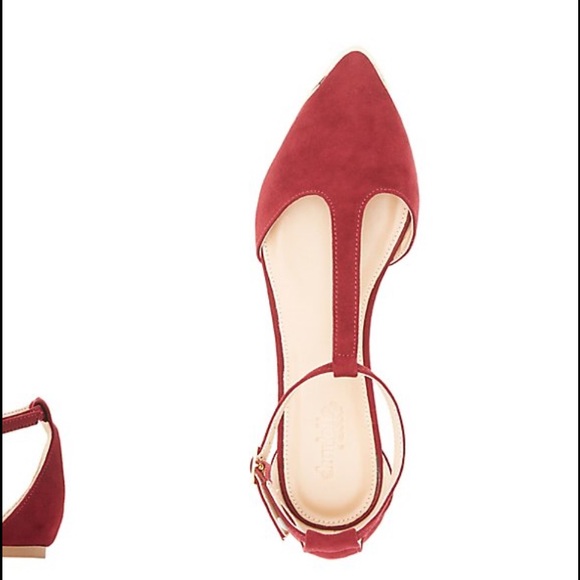 Charlotte Russe Wine Colored Gold Trim Flats