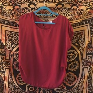 Red Scoop Neck Blouse