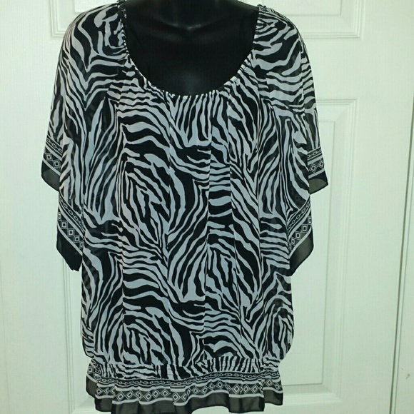 Sheer, zebra print Blouse , casual, career,
