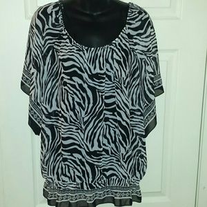 Sheer, zebra print Blouse , casual, career,