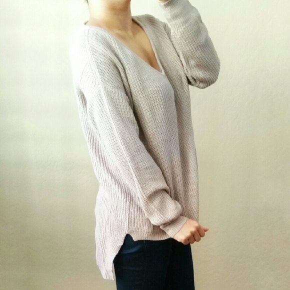 V Neck Loose Sweater/Pullover - Dusty Rose - Picture 2 of 3