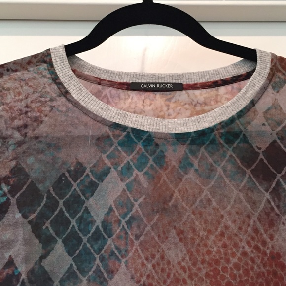 Calvin Rucker Sheer Snake Print Sweatshirt - Picture 2 of 4