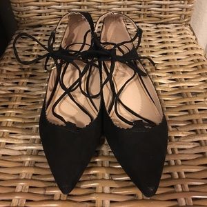 TopShop Flats, Ankle Tie, Black, Sz 9.5