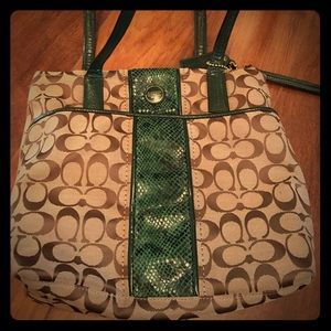 Coach python green purse