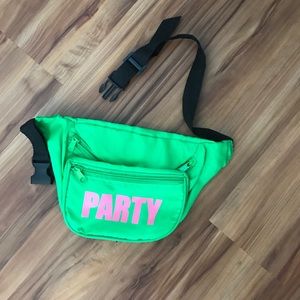 Neon green "PARTY" fanny pack