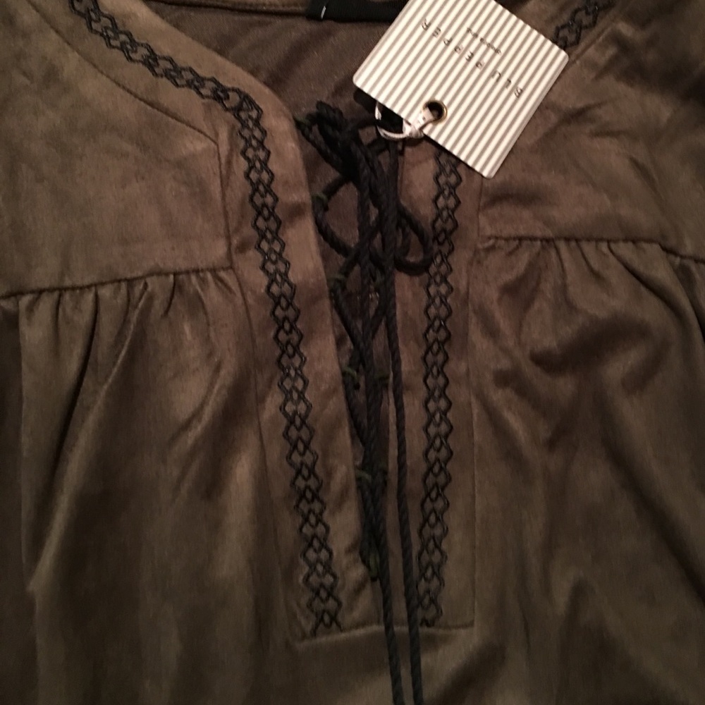 The Adorable Adrian Lace Up Olive Suede dress! - Picture 6 of 6