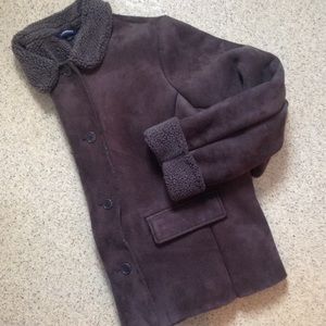 Lands' End Faux Suede / Sherpa Lined Jacket