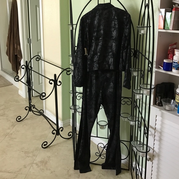 Black zipper up dressy pant suit. - Picture 2 of 2