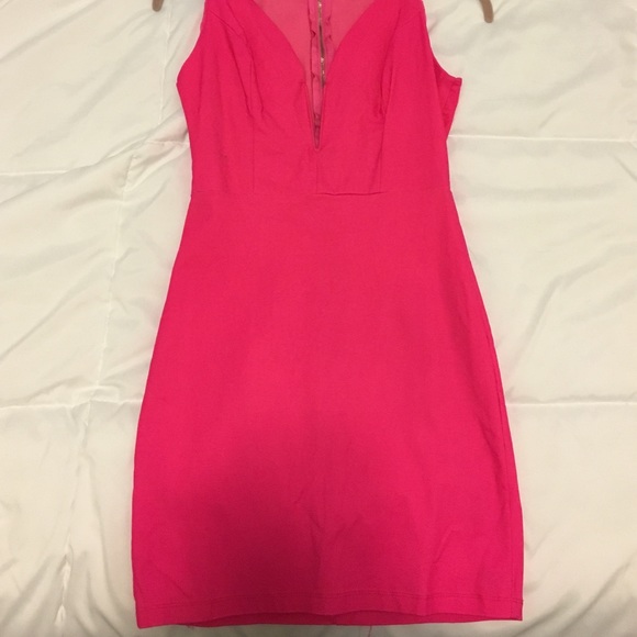 Plunging Fuchsia Sleeveless Dress