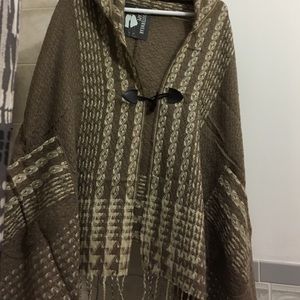 Taupe and Beige Frilled Hooded Cape