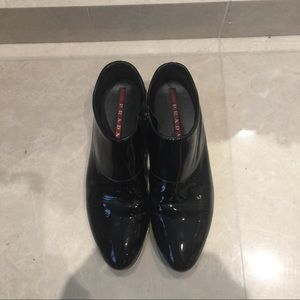Prada patent leather black booties, size 37.5