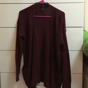 burgundy cardigan