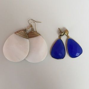 Set of earrings!! 1 white and 1 blue pair
