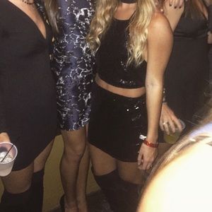 Two Piece Black Sequin Dress/Set