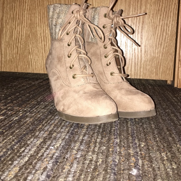 Wedge Lace-Up Booties
