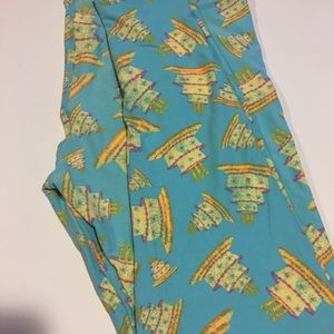 Lularoe birthday cake aqua leggings tc tall Curvy