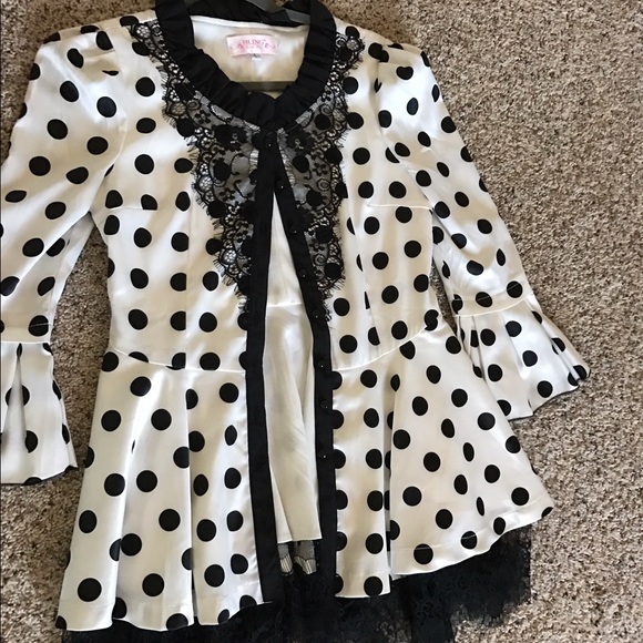 Black and white polka dot lace jacket