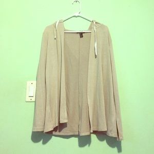 F21 Light Tan Cardigan with hood. Size Medium.