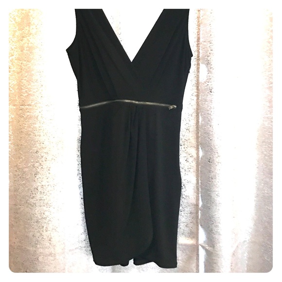 BCBG black dress with zipper detail.
