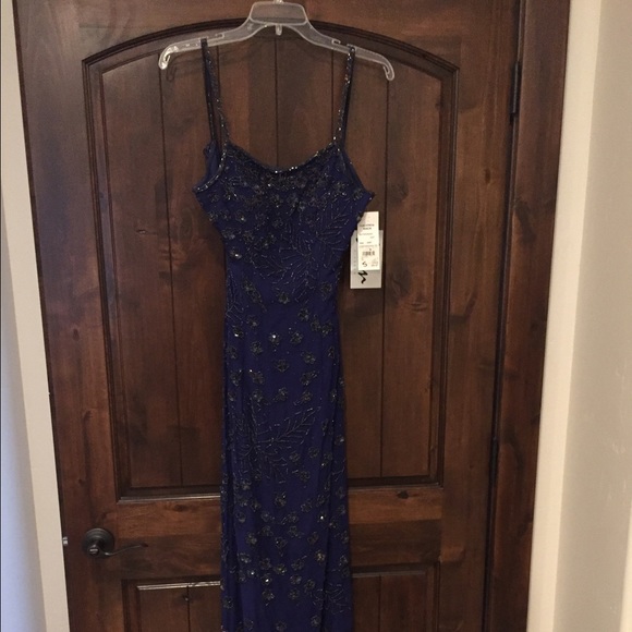 Navy blue beaded gown- size small