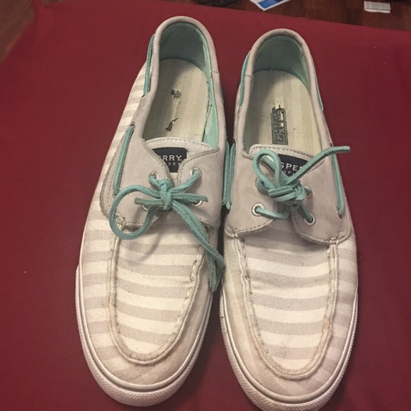 W11 grey/ teal Sperry Top Siders