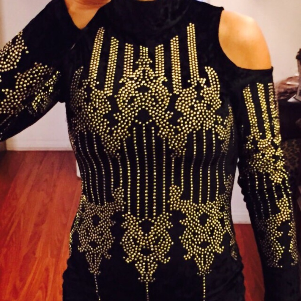 New velvet with rhinestone party dress - Picture 6 of 7