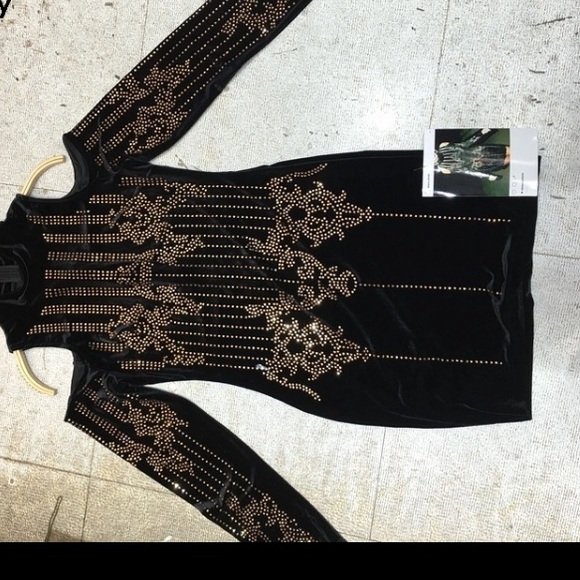 New velvet with rhinestone party dress - Picture 4 of 7