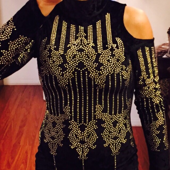 New velvet with rhinestone party dress - Picture 6 of 7