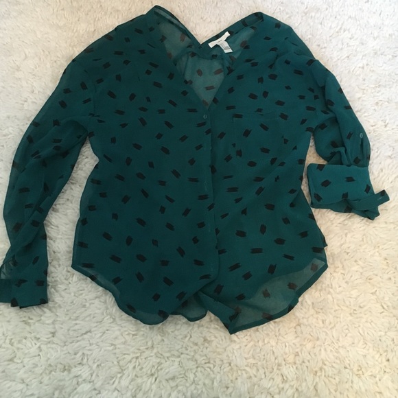 Forever 21 sheer green/black button down blouse!