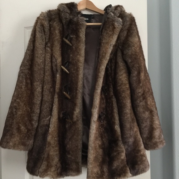 Faux Fur Hooded Toggle Coat