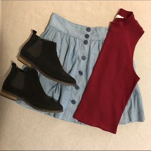 Denim Mini Button-Up Skirt