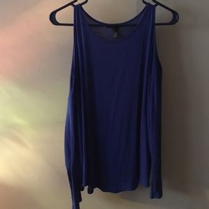 Royal blue shoulder cut out long sleeve