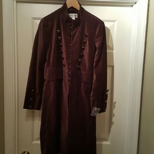 Chocolate brown velvet military-style jacket