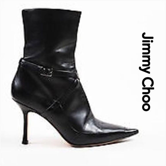 Black Leather Jimmy Choo Mid Shin Boots - Picture 2 of 4