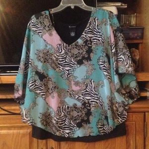 Multicolored ladies poncho top