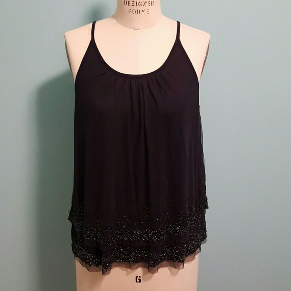 Ann Taylor Tank with Sequin Bottom Overlay