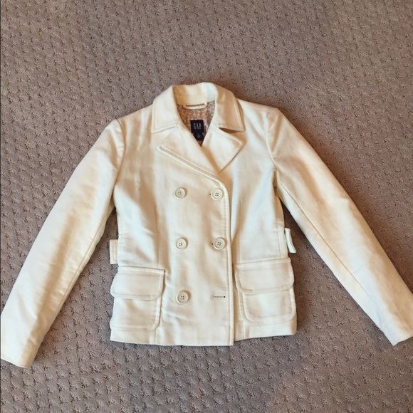 Gap Cream Outerwear Cropped Peacoat Jacket