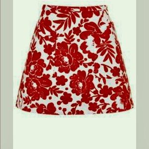 Topshop floral red n white mod looking mini skirt